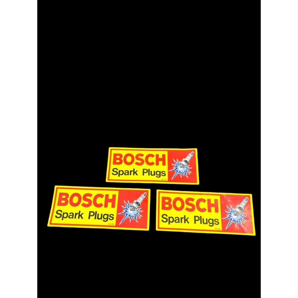 Vintage BOSCH Spark Plugs Decal Stickers Lot of 3 Automotive Gas Oil Advertising